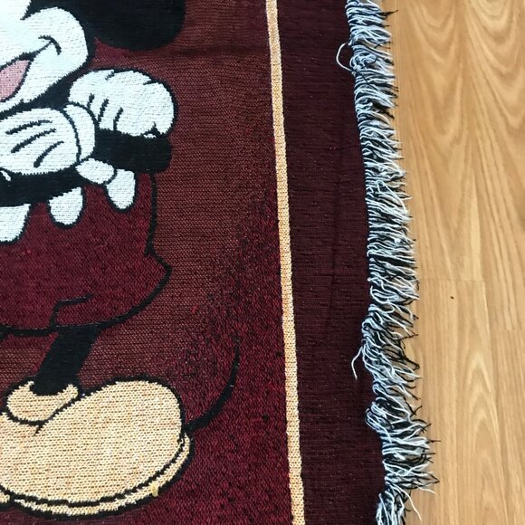 Vintage Disney World Mickey Mouse Tapestry Throw Blanket 42x60" - Picture 8 of 16